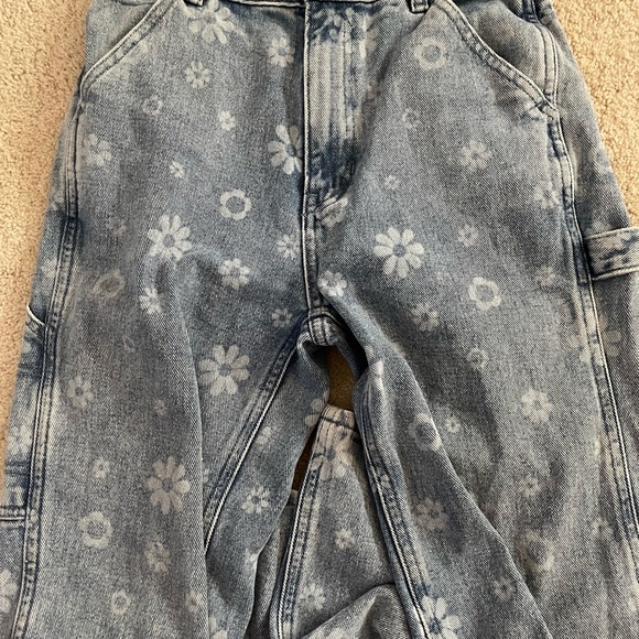 pacsun high waisted floral carpenter jeans size 24 - Picture 2 of 7